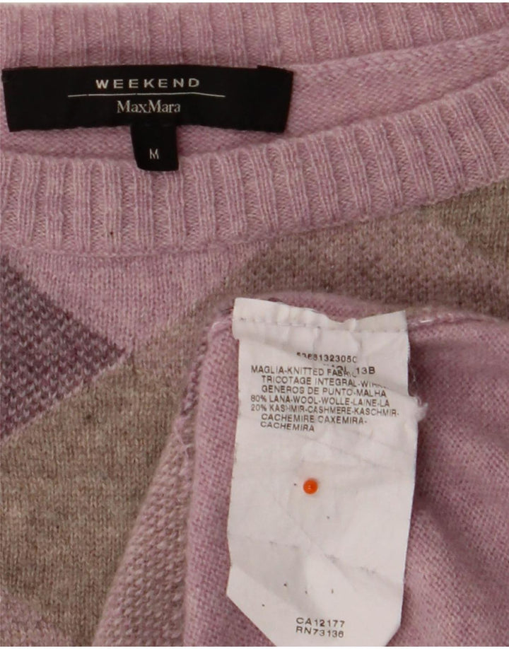 Max Mara Damen-Wochenende-Pullover mit U-Boot-Ausschnitt, UK 12, mittelviolett kariert