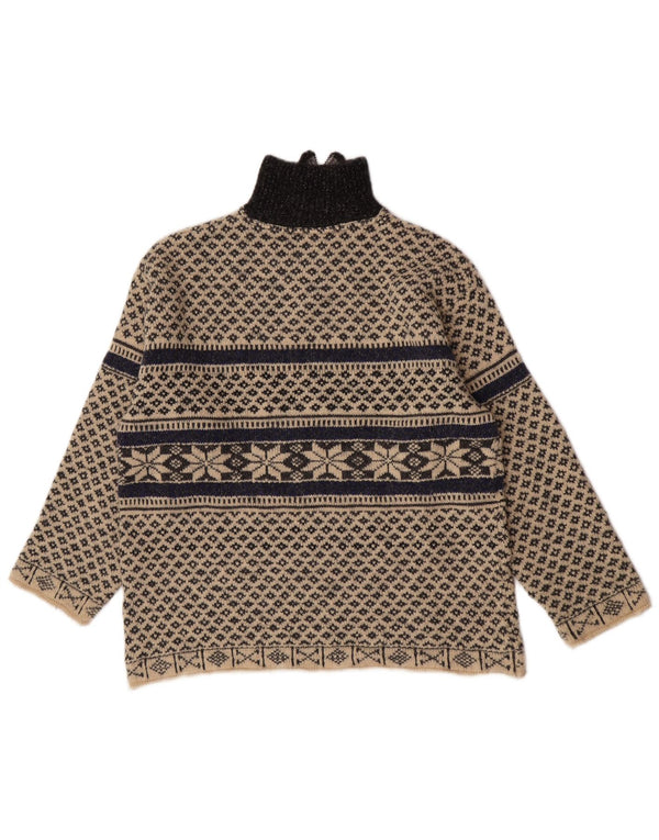 Vintage Herren-Pullover mit Reißverschluss, XL, Beige, Fair Isle