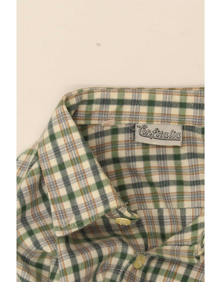 Vintage Herren-Flanellhemd, klein, grün kariert, Polyester