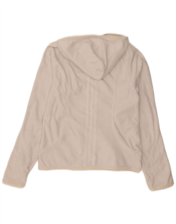 Adidas Damen Kapuzen-Fleecejacke UK 12 Mittelweißes Polyester