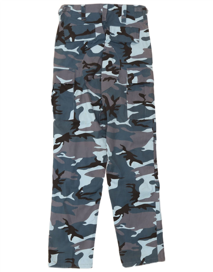 Vintage Herren-Cargohose mit normaler Passform, W30, L32, blaues Camouflage-Polyester