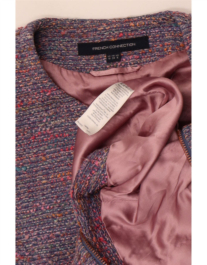 French Connection Damen Crop Blazer Jacke UK 10 Small Blau meliert