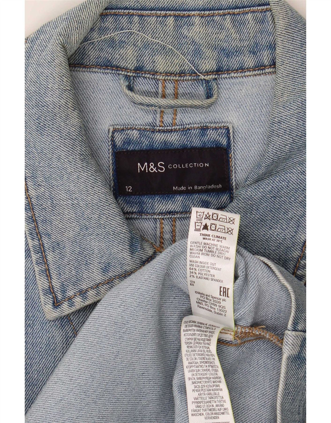 Marks & Spencer Womens Loose Fit Jeansjacke UK 12 Mittelblaue Baumwolle