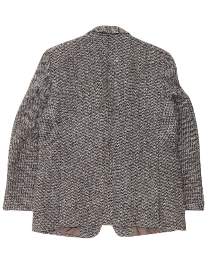 Harris Tweed Herren-Blazer mit 2 Knöpfen, UK 44, 2XL, blau gefleckte Wolle