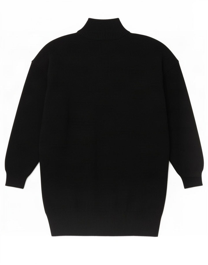 Jaeger Damen-Pullover mit Knopfkragen, EU 38, mittelschwarze Lammwolle