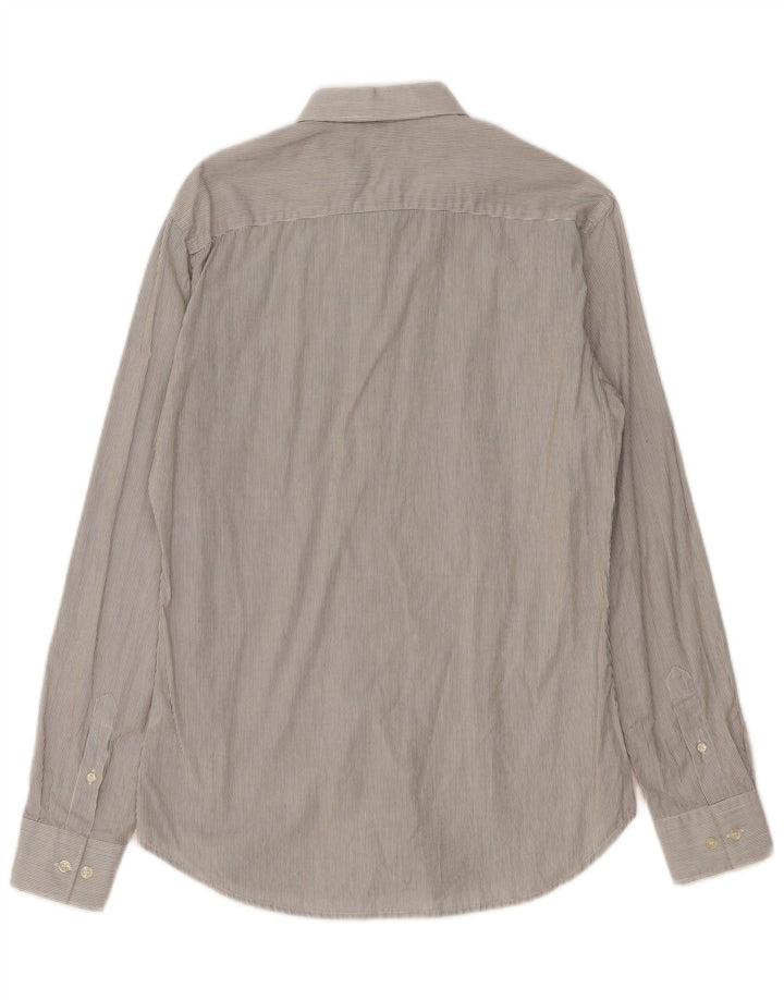 FRENCH CONNECTION Herrenhemd, klein, graue Nadelstreifen-Baumwolle