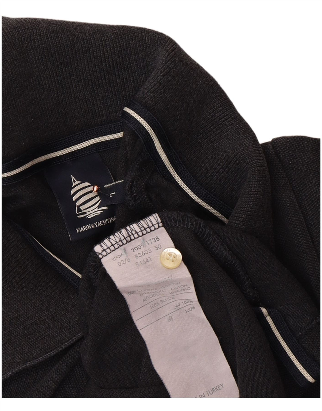 MARINA YACHTING Damen Poloshirt UK 14 Große schwarze Baumwolle