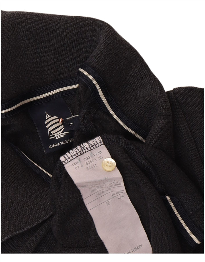 MARINA YACHTING Damen Poloshirt UK 14 Große schwarze Baumwolle