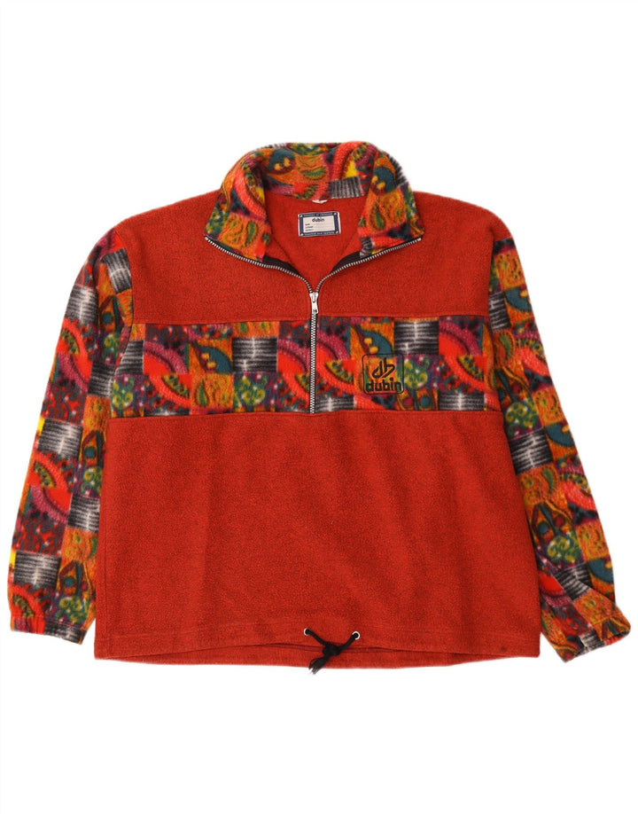 Dubin Herren-Fleecepullover mit Reißverschluss am Hals, groß, rot, geometrisch