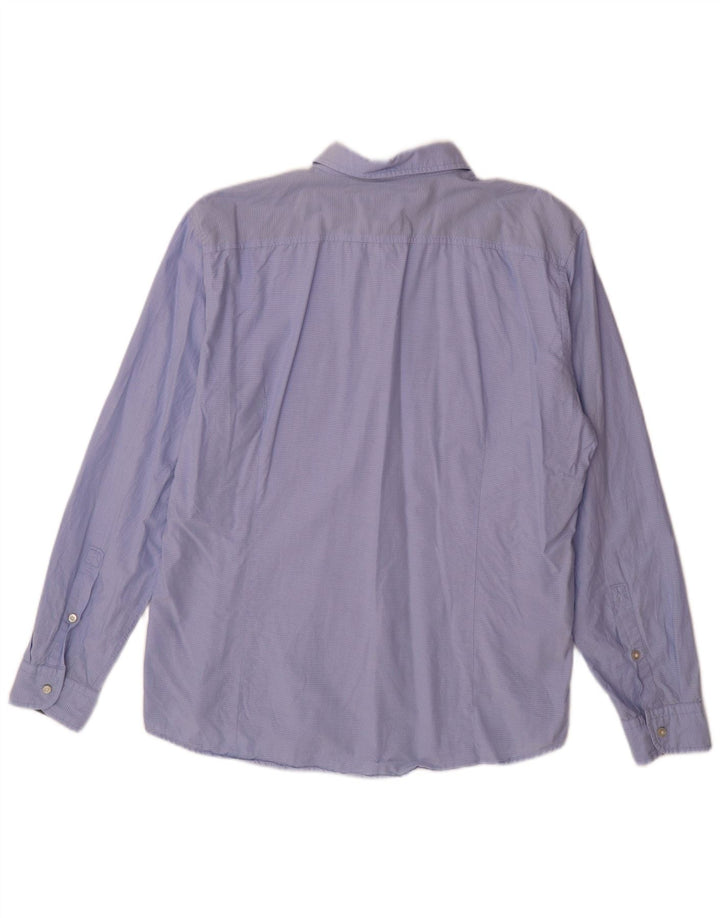 Hugo Boss Herrenhemd 2XL blau gepunktete Baumwolle