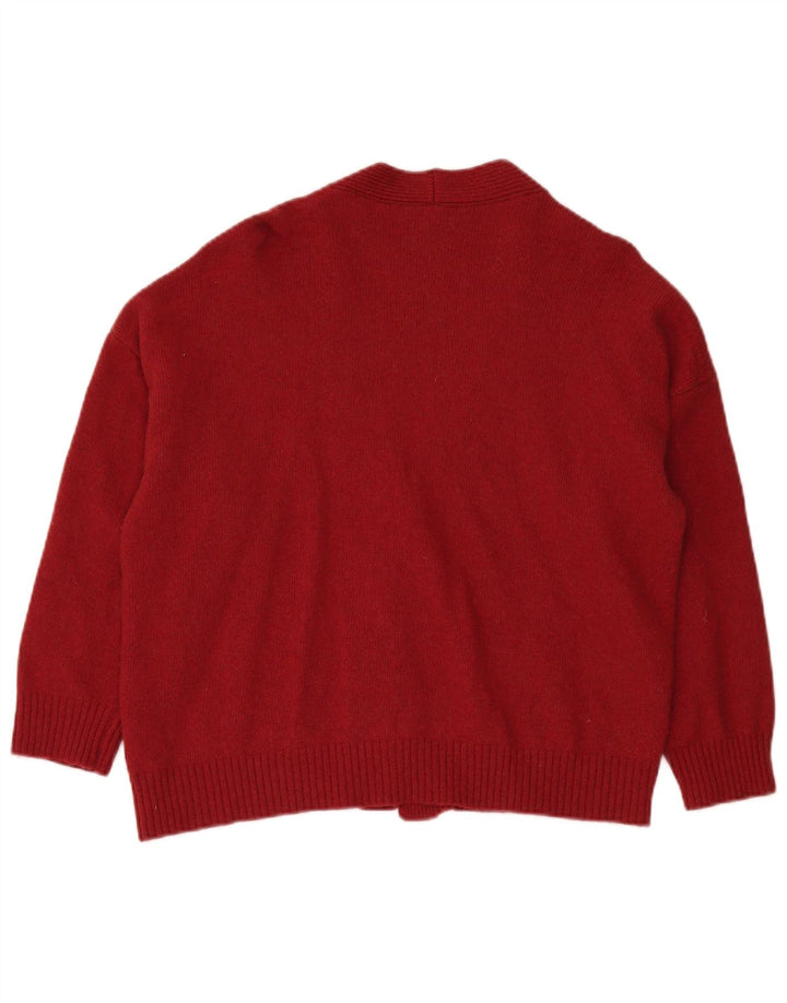 Benetton Damen-Strickjacke in Übergröße, Gr. 14, mittelrot, gestreift, Wolle
