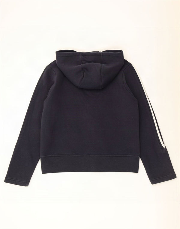 Adidas Womens Zip Hoodie Sweater UK 14 Medium Navy Blue Cotton