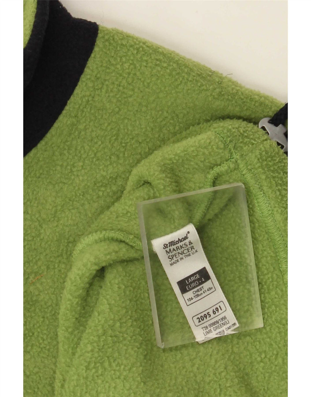 Marks & Spencer Herren-Fleecepullover mit Reißverschluss am Hals, groß, grün, Farbblock