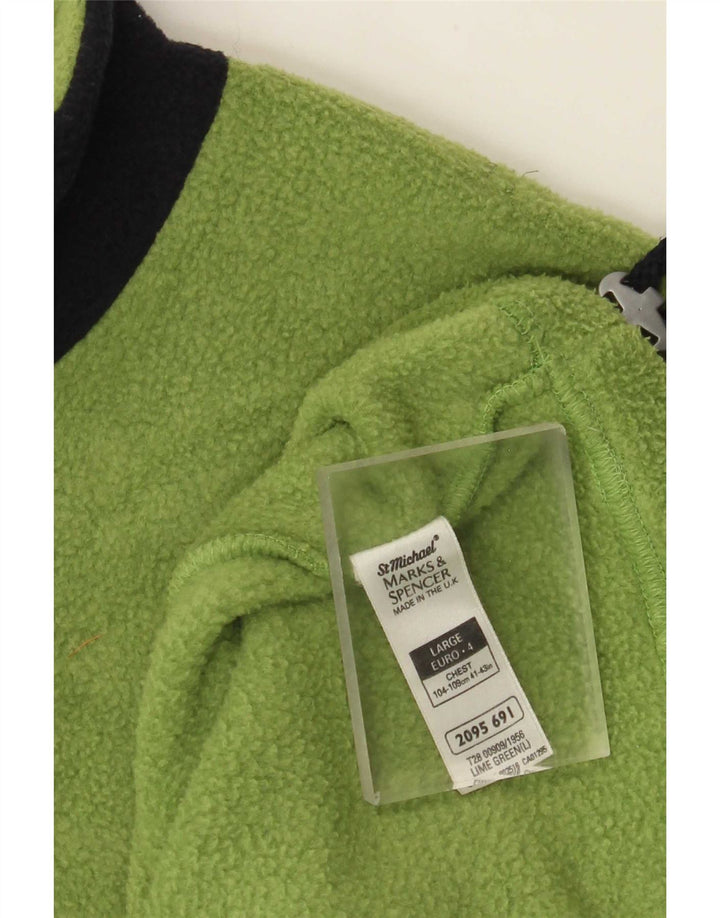 Marks & Spencer Herren-Fleecepullover mit Reißverschluss am Hals, groß, grün, Farbblock