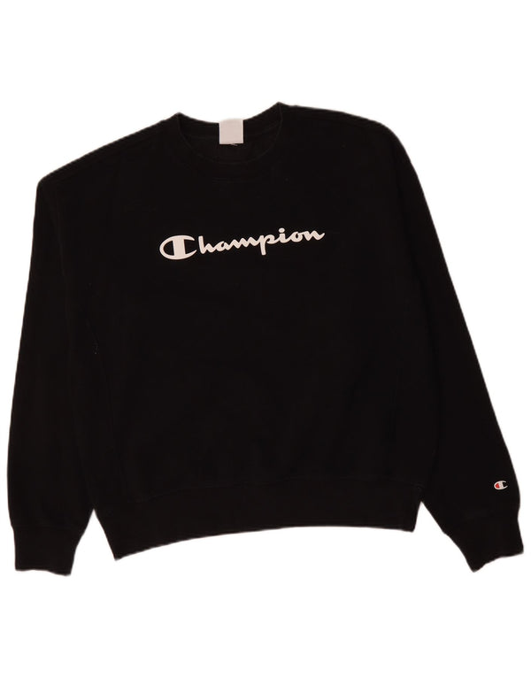 Champion Womens Graphic Sweatshirt Jumper UK 18 XL Black Cotton