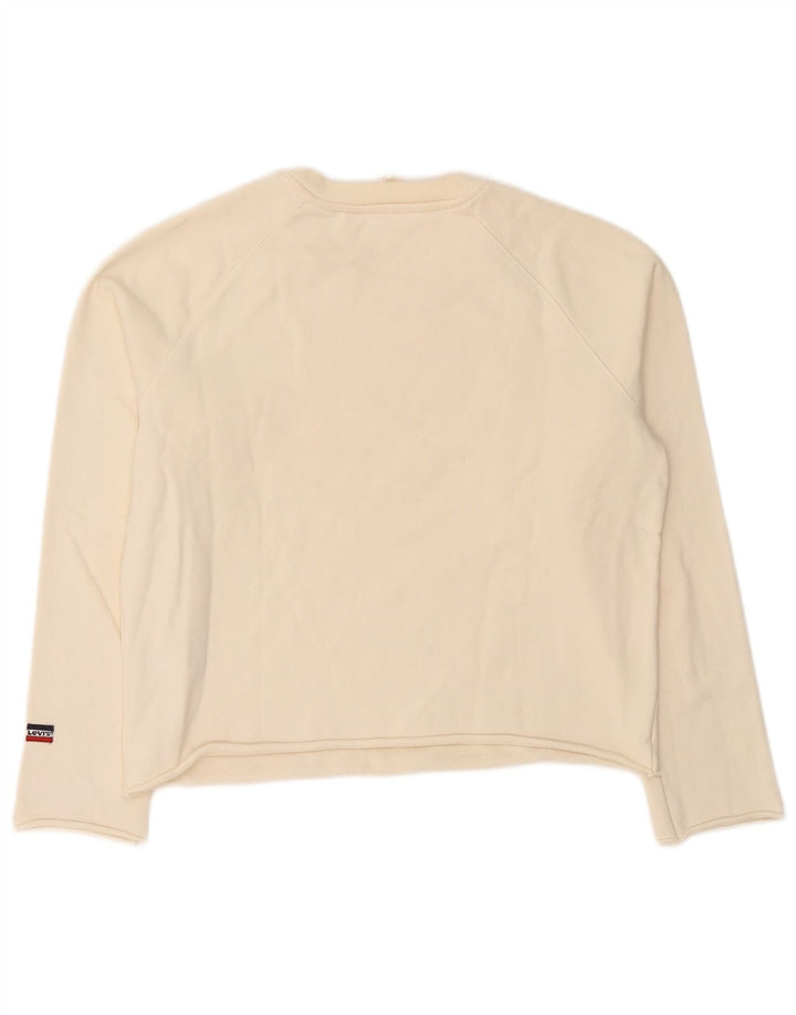 Levi's Damen Grafik-Sweatshirt-Pullover UK 16 Large Off White Baumwolle