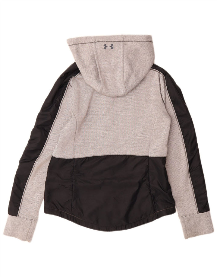 UNDER ARMOUR Mens Zip Hoodie Sweater Small Grey Colourblock Polyester