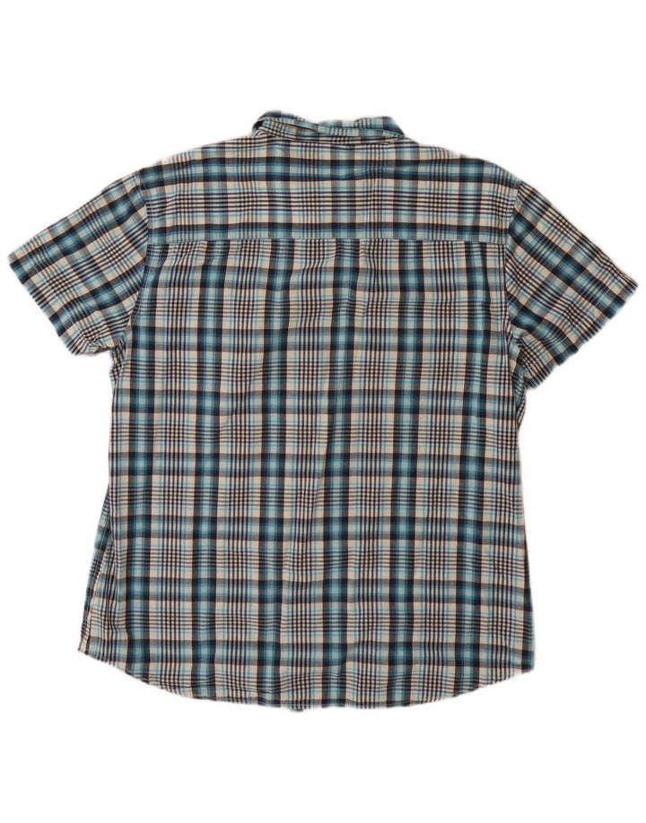 Wrangler Herren-Hemd, kurzärmelig, reguläre Passform, 2XL, blau kariert, Baumwolle