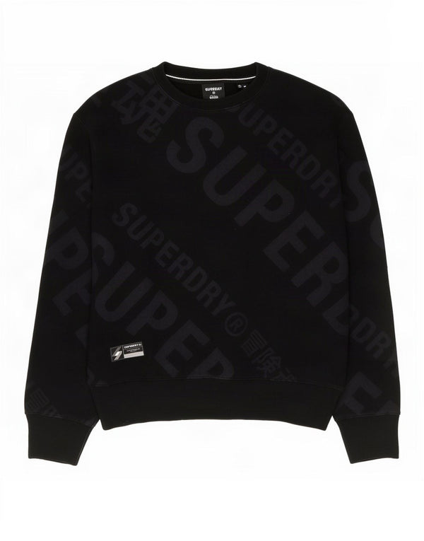 Superdry Herren Grafik-Sweatshirt-Pullover aus mittelschwarzer Baumwolle