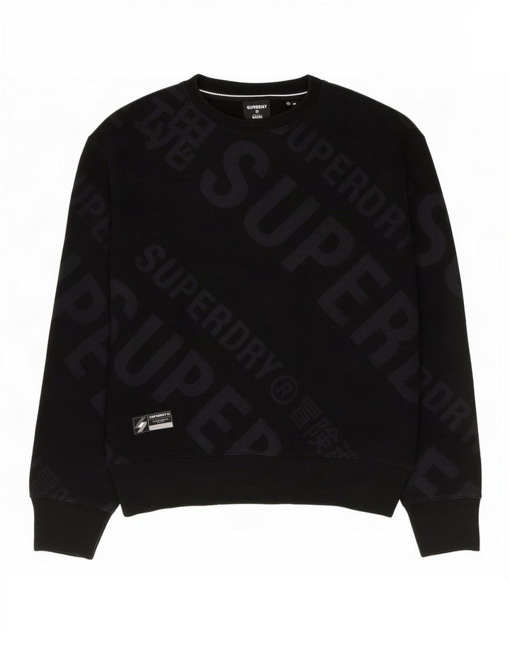 Superdry Herren Grafik-Sweatshirt-Pullover aus mittelschwarzer Baumwolle