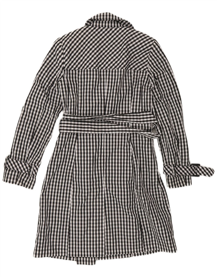 Laura Ashley Damen Trenchcoat UK 10 Small Marineblau Gingham Polychlorid