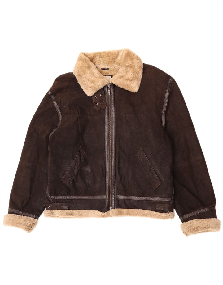 Conbipel Herren Sherpa Lederjacke UK 40 Large Braun