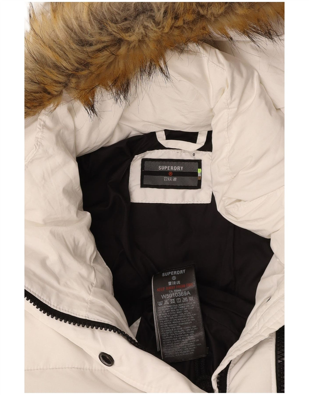 SUPERDRY Wattierte Damenjacke mit Kapuze, UK 14, Mittelweiß, Polyester