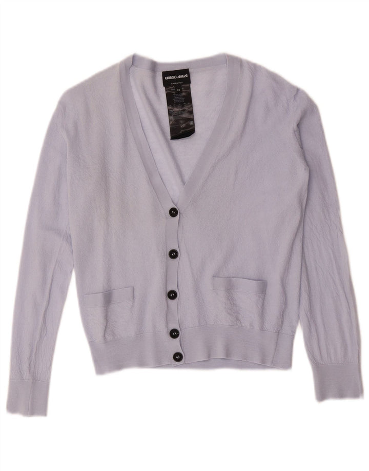 Giorgio Armani Damen Crop Cardigan Pullover IT 42 Mittellila Wolle