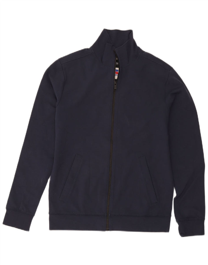 Hugo Boss Herren-Trainingsanzug-Top-Jacke aus mittelblauer Viskose in Marineblau