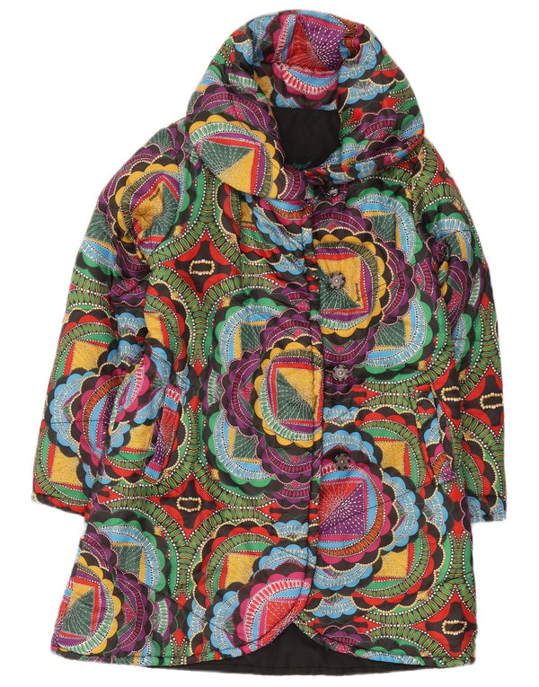 Desigual Damen Wattierte Jacke UK 10 Small Mehrfarbiges geometrisches Polyester