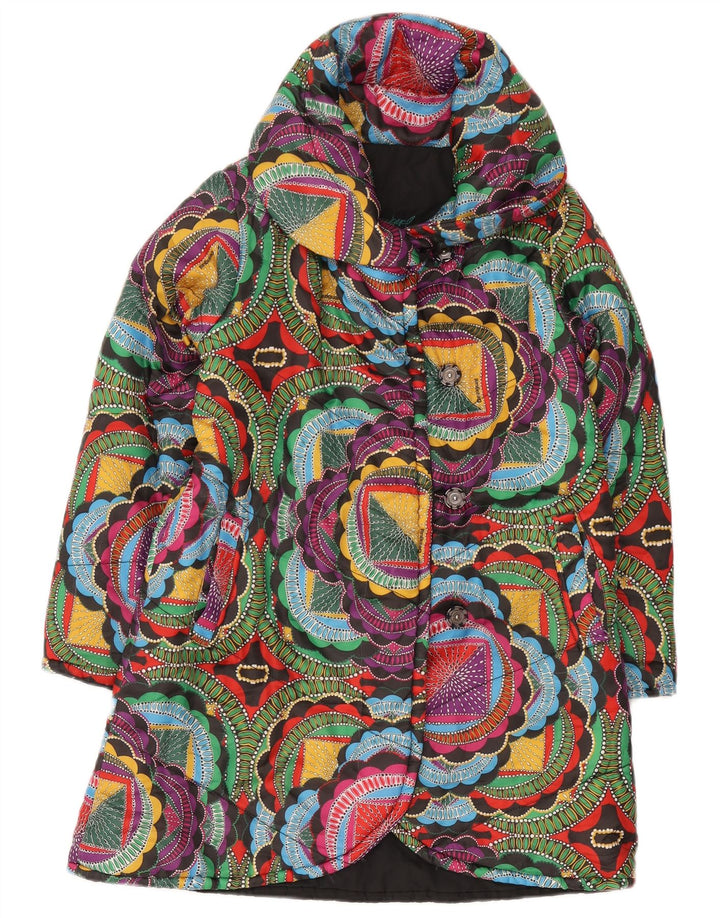 Desigual Damen Wattierte Jacke UK 10 Small Mehrfarbiges geometrisches Polyester
