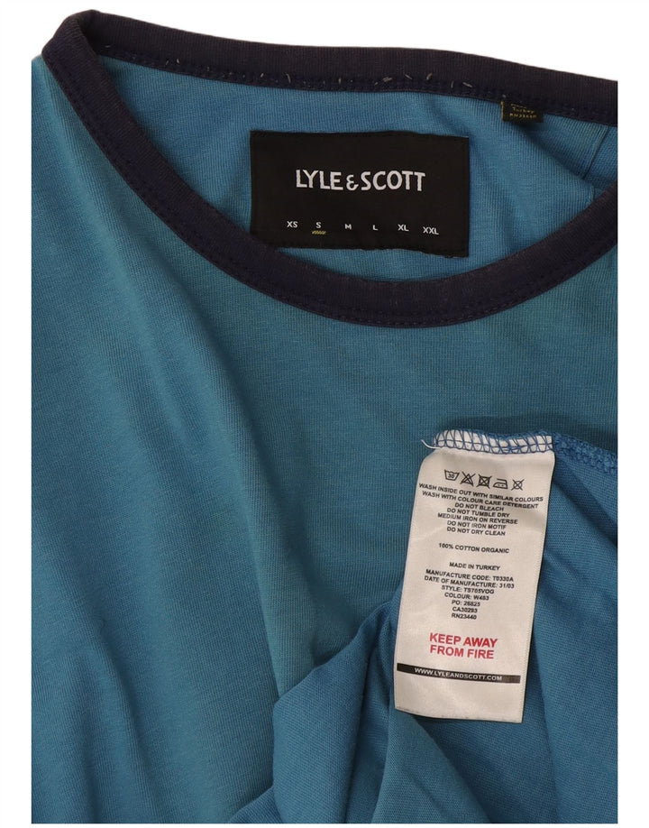 Lyle & Scott Herren T-Shirt Top Small Blau Colourblock Baumwolle