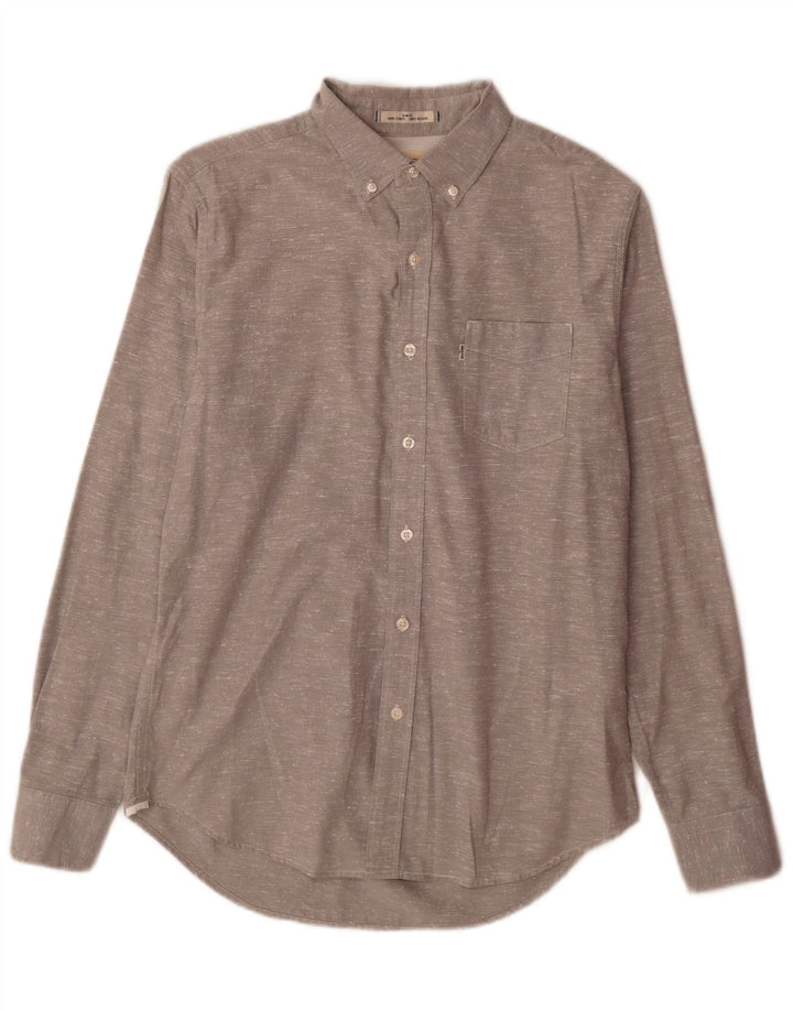 Levi's Herren-Slim-Fit-Hemd aus mittelgrau gefleckter Baumwolle