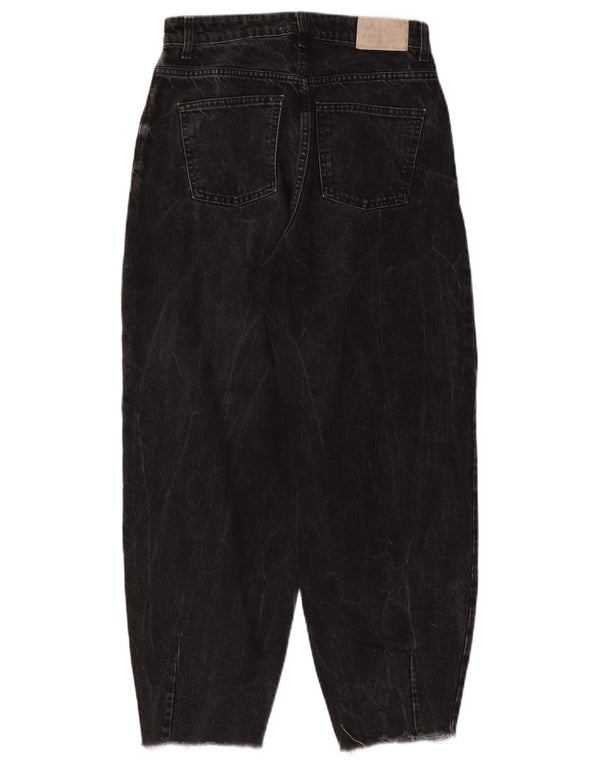 Zara Damen Balloon High Waist Jeans EU 36 XS W26 L26 Schwarze Baumwolle