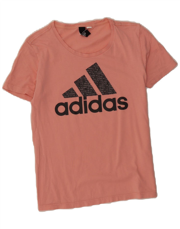 ADIDAS Womens Graphic T-Shirt Top UK 12 Medium Pink Vintage Adidas and Second-Hand Adidas from Messina Hembry 