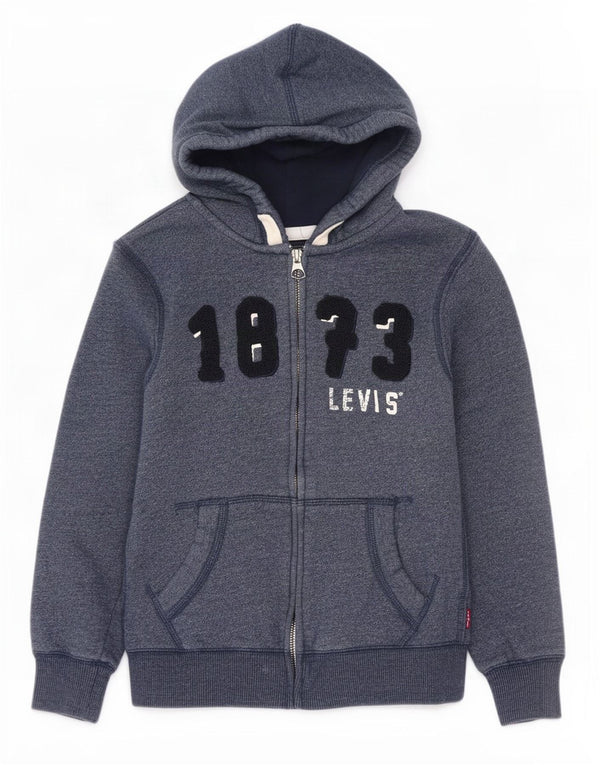 Levi's Jungen-Kapuzenpullover mit grafischem Reißverschluss, 9–10 Jahre, blau gefleckte Baumwolle
