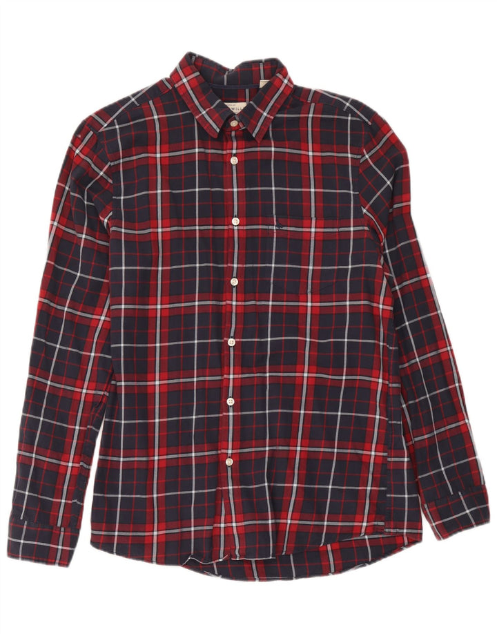 Jack Wills Herren-Flanellhemd mit klassischer Passform, mittelblau karierte Baumwolle