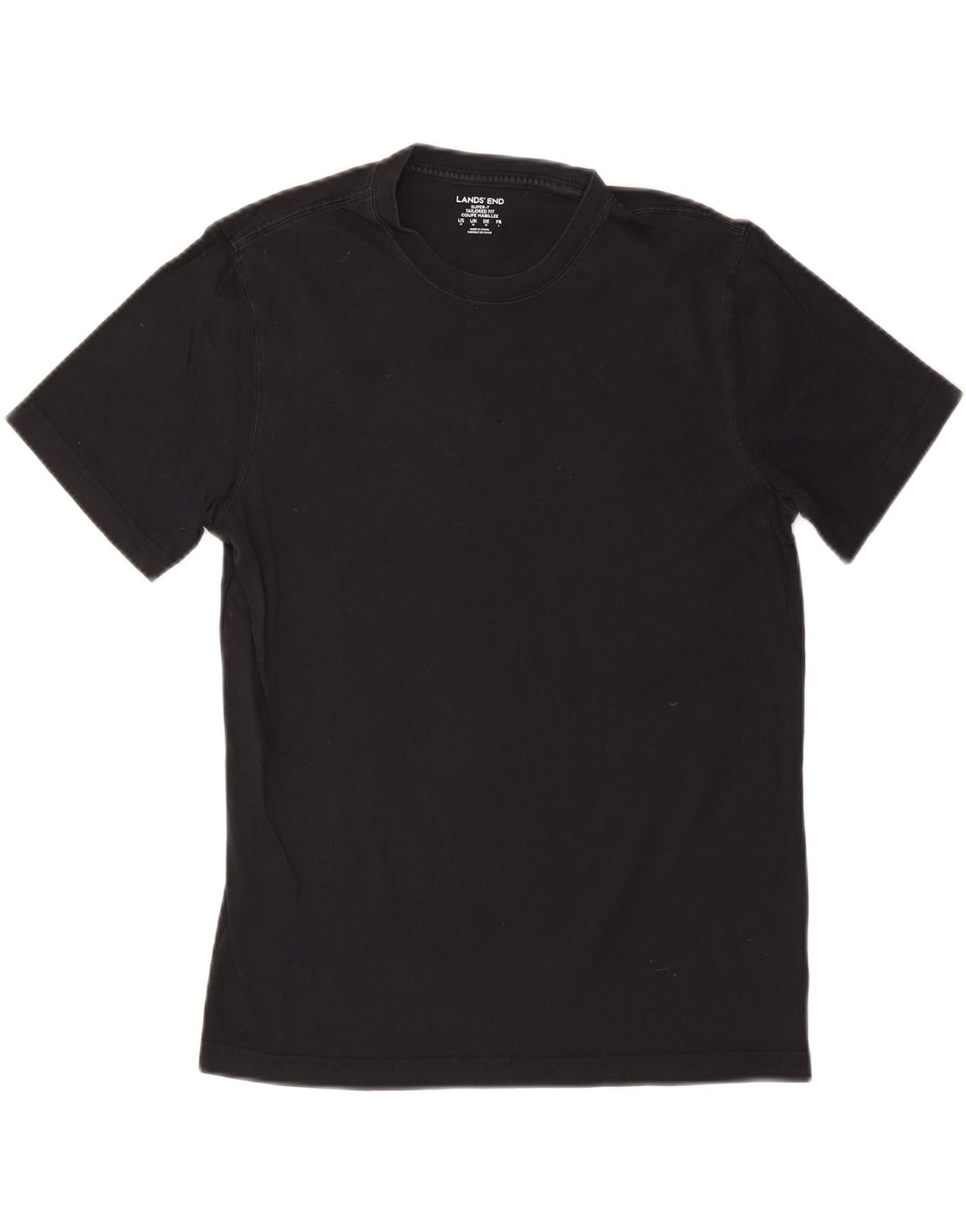 LANDS END Tailored Fit T-Shirt-Oberteil für Herren aus mittelschwarzer Baumwolle