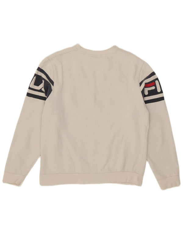 Fila Herren-Sweatshirt mit Grafik, groß, weiße Blockfarben-Baumwolle