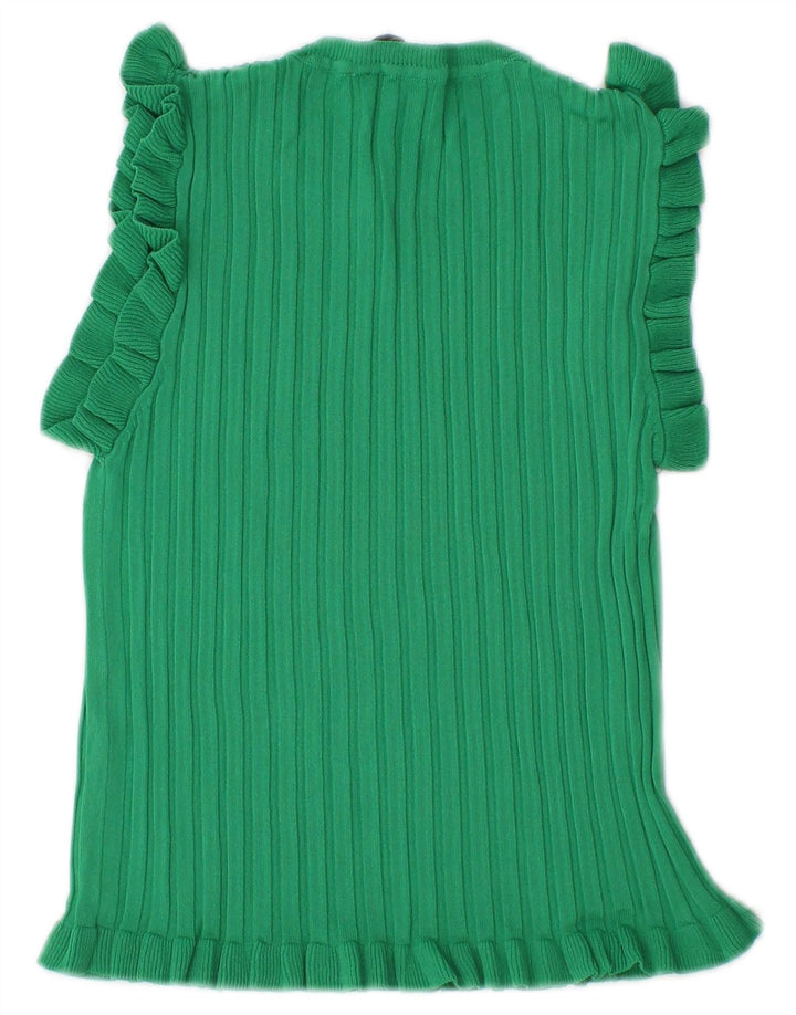 Zara Damen Crop T-Shirt Top UK 12 Mittelgrün
