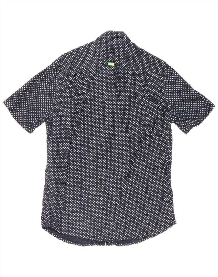 Superdry Herren-Kurzarmhemd aus mittelblauer, geometrischer Baumwolle