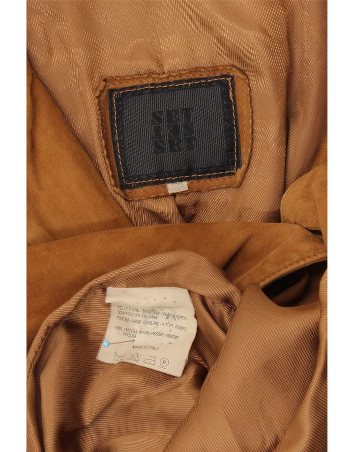 Vintage Herren 3 Knopf Wildleder Blazer Jacke IT 50 Großes braunes Leder