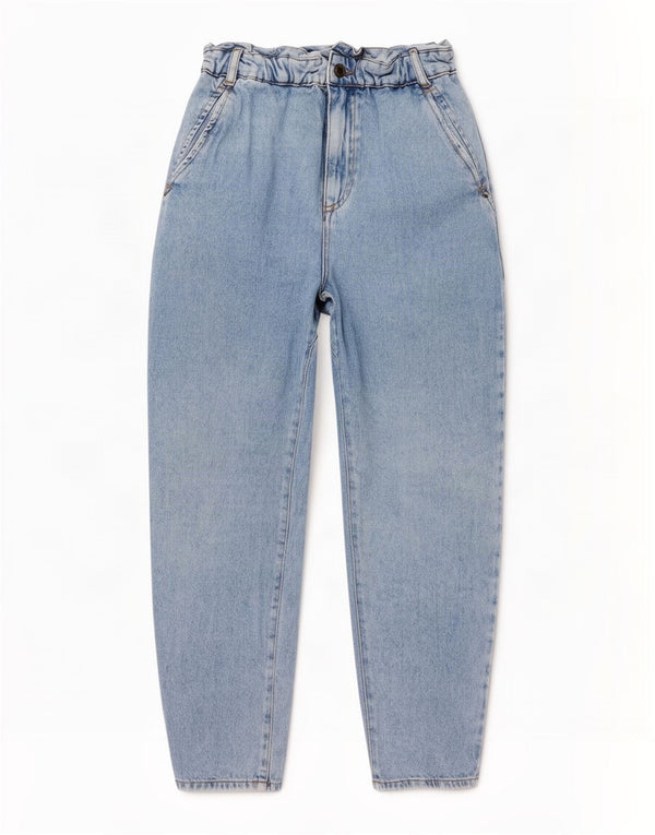 Zara Damen High Waist Tapered Jeans EU 38 Small W28 L26 Blaue Baumwolle