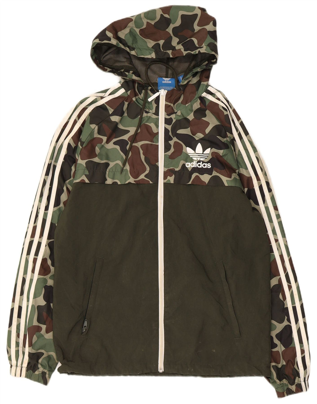 Adidas Herren Kapuzen-Regenjacke UK 36 Small Khaki Camouflage Polyester
