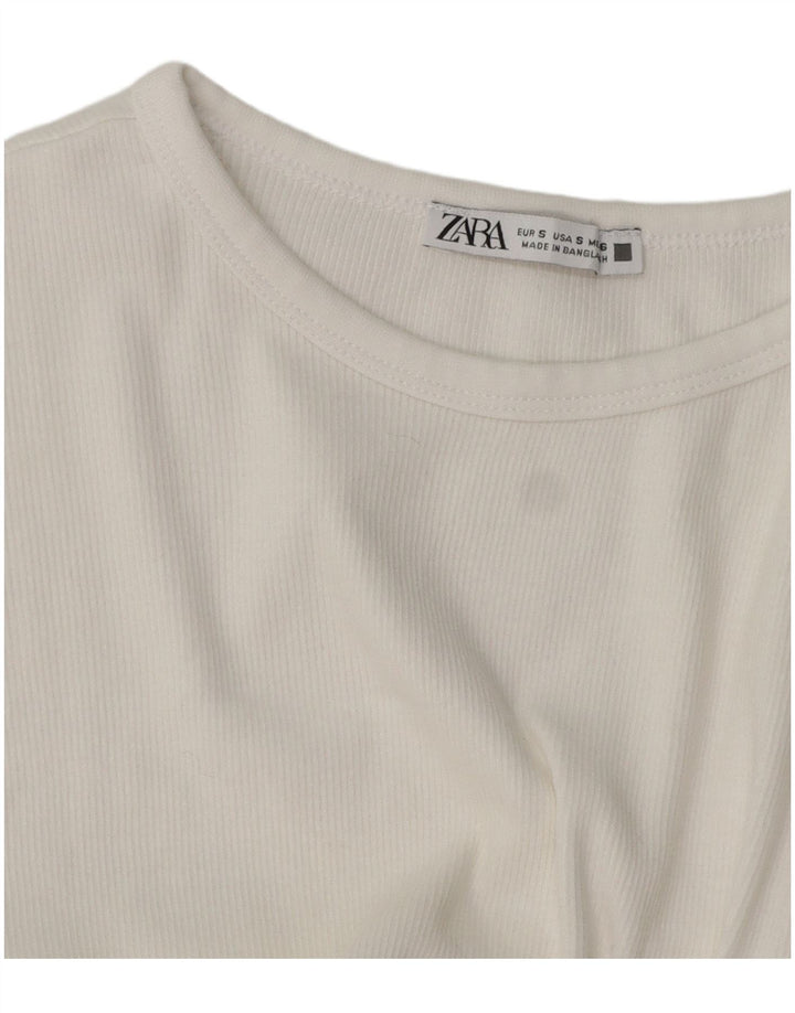 Zara Damen T-Shirt Top UK 10 Small Weiß