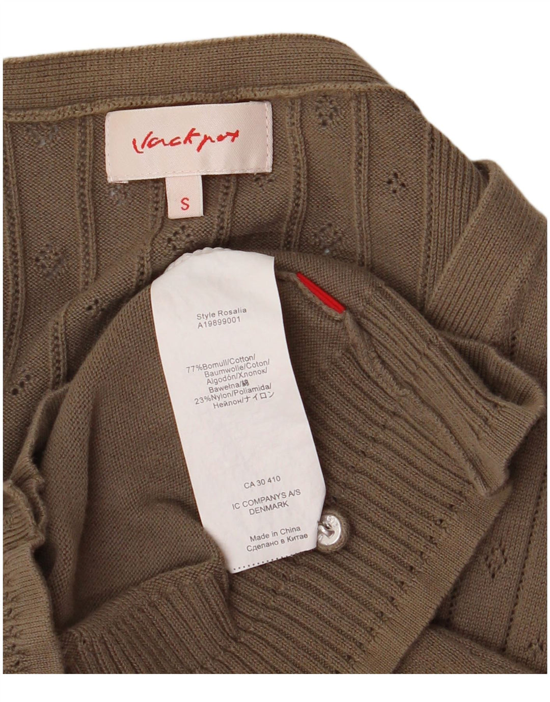 Vintage Damen Cardigan Pullover UK 10 Kleine braune Baumwolle