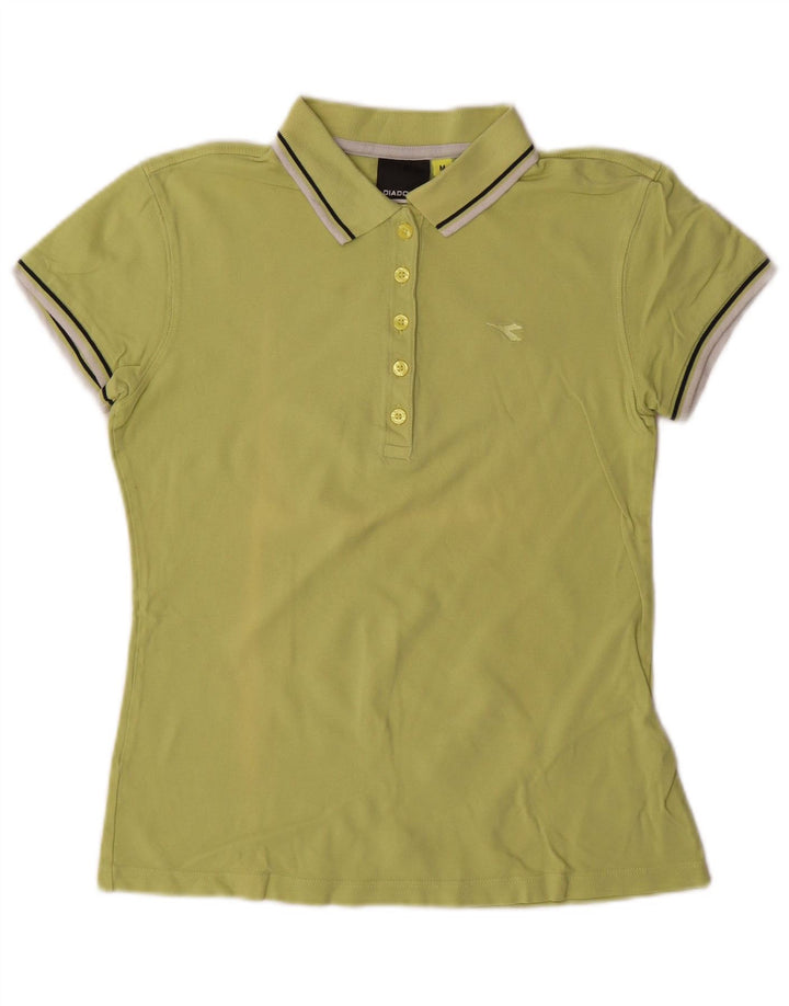 Diadora Damen Poloshirt UK 12 Mittelgrüne Baumwolle