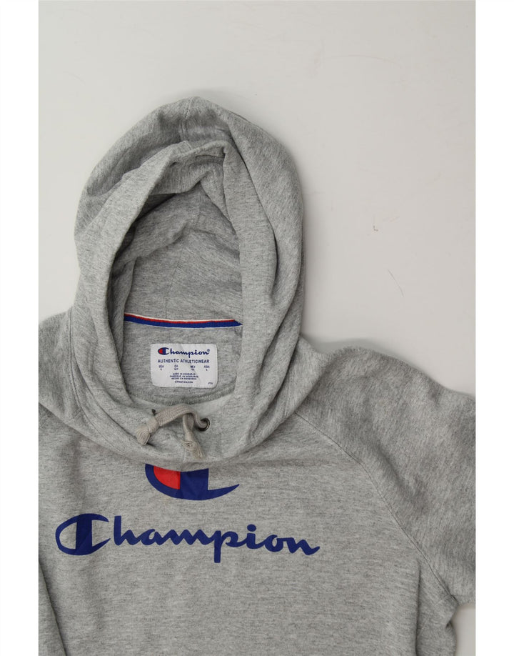 CHAMPION Mens Graphic Hoodie Jumper Small Grey Polyester Vintage Champion and Second-Hand Champion from Messina Hembry 