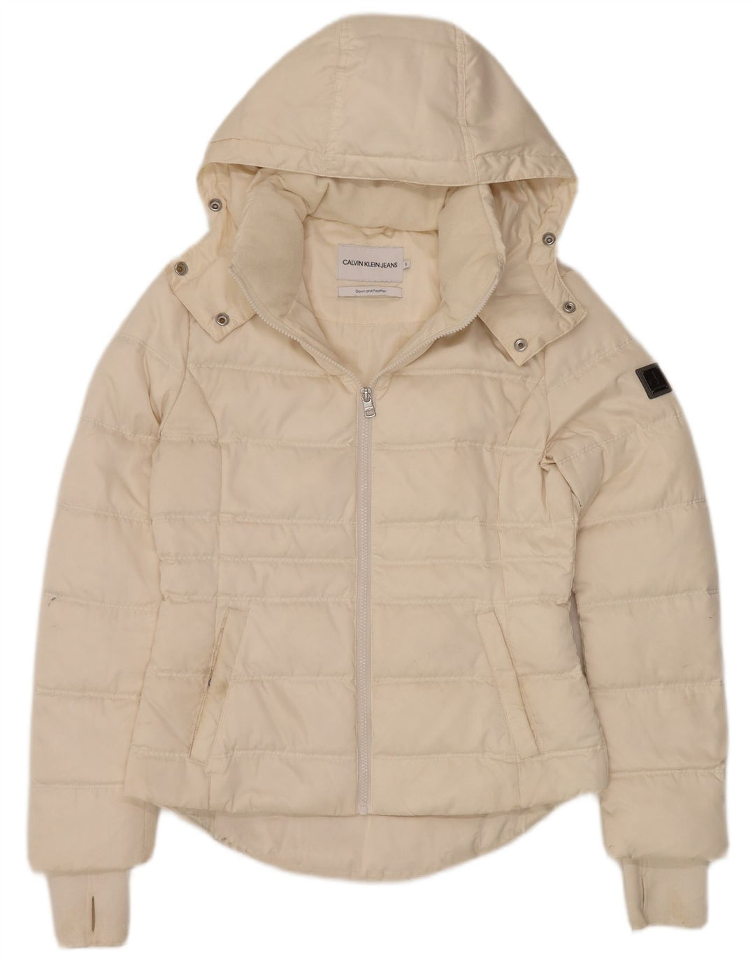 CALVIN KLEIN JEANS Damen Übergroße wattierte Jacke UK 10 Small Off White