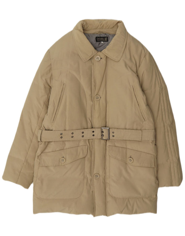 Vintage Herren gepolsterter Mantel UK 40 Large Beige Polyester